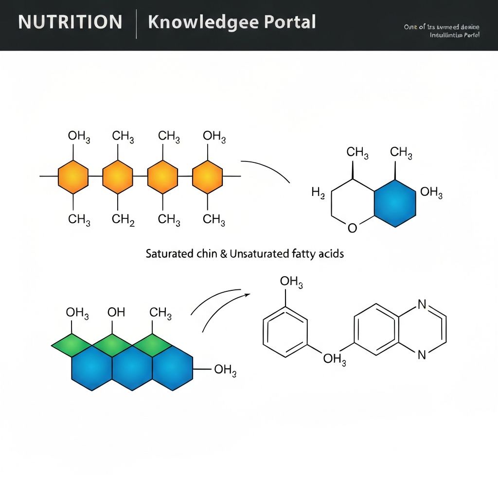 Molecular structure diagram showing saturated and unsaturated fatty acids